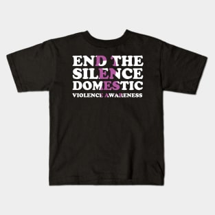 End The Silence Family Domestic Violence Awareness Purple Ribbon Kids T-Shirt